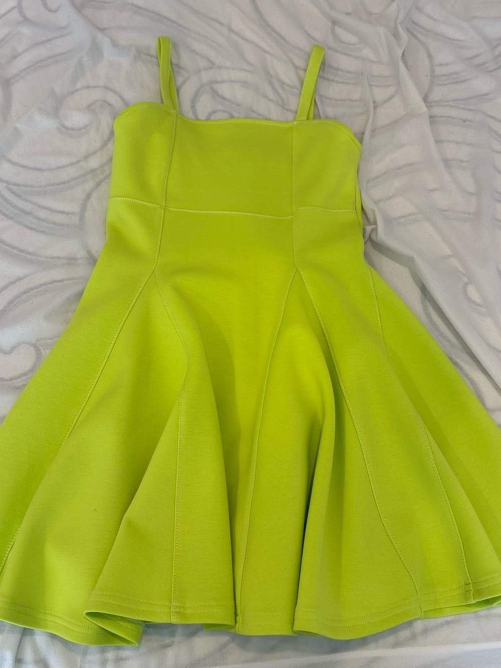 Neon Green Mini Dress with Spaghetti Straps